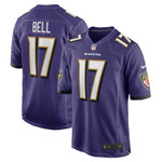 Mens Baltimore Ravens LeVeon Bell Purple Game Player Jersey gift for Baltimore Ravens fans