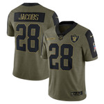 Mens Las Vegas Raiders Josh Jacobs Olive 2021 Salute To Service Player Jersey gift for Las Vegas Raiders fans