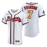 Atlanta Braves Dansby Swanson 7 MLB 2021 MLB Champions Baseball White Jersey Gift For Braves Fans