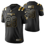 New England Patriots James White 28 2021 NFL Golden Edition Black Jersey Gift For Patriots Fans