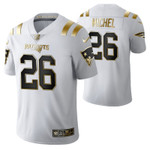 New England Patriots Sony Michel 28 2021 NFL Golden Edition White Jersey Gift For Patriots Fans