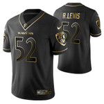 Baltimore Ravens Ray Lewis 52 2021 NFL Golden Edition Black Jersey Gift For Ravens Fans