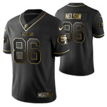 San Francisco 49ers Kyle Nelson 86 2021 NFL Golden Edition Black Jersey Gift For 49ers Fans
