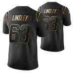 Los Angeles Chargers Corey Linsley 63 2021 NFL Golden Edition Black Jersey Gift For Chargers Fans