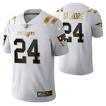 New England Patriots Stephon Gilmore 24 2021 NFL Golden Edition White Jersey Gift For Patriots Fans