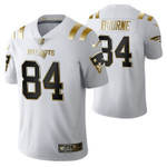 New England Patriots Kendrick Bourne 84 2021 NFL Golden Edition White Jersey Gift For Patriots Fans