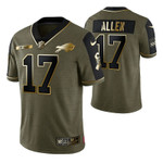 Buffalo Bills Josh Allen 17 2021 NFL Golden Edition Olive Jersey Gift For Bills Fans
