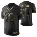 Atlanta Falcons Jake Matthews 70 2021 NFL Golden Edition Black Jersey Gift For Falcons Fans