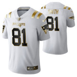 New England Patriots Jonnu Smith 81 2021 NFL Golden Edition White Jersey Gift For Patriots Fans