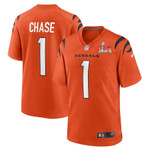 Cincinnati Bengals Ja'Marr Chase 1 2022 NFL Superbowl LVI Match Orange Jersey Gift For Bengals Fans
