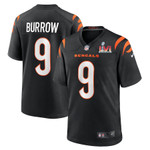 Cincinnati Bengals Joe Burrow 9 2022 NFL Superbowl LVI Match Black Jersey Gift For Bengals Fans