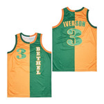 Allen Iverson 3 Legends Bethel High School Basketball Stitched Orange Green Jersey Gift For Bethel Fans