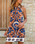 Topsportee New York Mets Flower Pattern Limited Edition Summer Casual Sleeveless Dress NLA009950