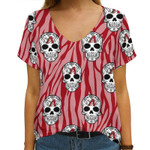 Topsportee Arizona Diamondbacks Skull Limited Edition Summer Collection Women V Neck T-shirt XS-2XL NLA011833