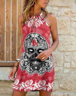 Topsportee Boston Red Sox Roses and Smiling Skull Limited Edition Summer Casual Sleeveless Dress NLA012636