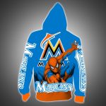 Stocktee Miami Marlins Limited Edition Over Print Full 3D Zip Hoodie S - 5XL