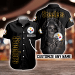 NFL Pittsburgh Steelers Skull Button Shirt/Baseball Shirt Design 3D Full Printed Custom Name Sizes S - 5XL N91304