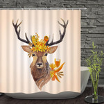 The Moose And Yellow Flower Pattern Painting 3D Printed Shower Curtain Gift Home Decoration