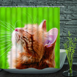 Cat Relaxing Green Polyester Cloth 3D Printed Shower Curtain  Home Decor Gift Idea