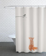 Bird and Fox Shower Curtain   With 12 Hooks High Quality Custom Design Home Decor Special Gift