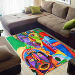 Colorful Pretty African Inspired Melanin Afro Woman Area Rug Living Room Decor