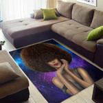 Brown Hair Purple Galaxy African American Area Rug Home Decor