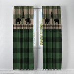 Buffalo Plaid Woodland Bear Green Printed Window Curtains Home Decor