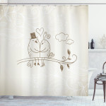 Couple Birds On Branch Love Pattern Shower Curtain Home Decor