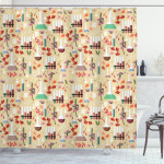 Colorful Leaves With Chemistry Flasks Pattern Shower Curtain Home Decor