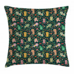 Nocturnal Theme Kittens Pattern Printed Cushion Cover
