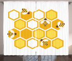 Geometric Honeycomb Bees Window Curtain Home Decor