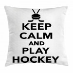 Keep Calm And Play Hockey Pattern Cushion Cover