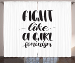 Fight Like A Girl Feminism Through Typo Window Curtain Home Decor