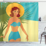 1950s Style Bikini Sunshine Shower Curtain Home Decor