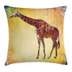 Vintage Scenic Giraffe Art Printed Cushion Cover
