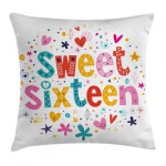 Blossoms Sweet Sixteen Birthday Art Printed Cushion Cover
