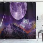 Moon And Asteroids Pattern Shower Curtain Home Decor