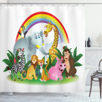 Animals Under Rainbow Pattern Shower Curtain Home Decor