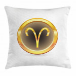 Yellow Round Sign Zodiac Pattern Cushion Cover