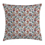 Motifs With Flower Leafs Art Printed Cushion Cover