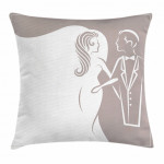 Wedding Invitation Bride And Groom Pattern Cushion Cover