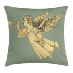 Beige Flying Angel Art Printed Cushion Cover