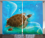 Swimming Turtle Family Pattern Window Curtain Home Decor