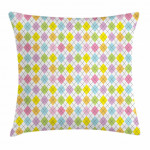 Dashed Argyle White Background Art Pattern Printed Cushion Cover