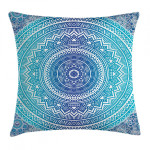 Blue Meditation Theme Pattern Printed Cushion Cover
