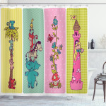 Vintage Kids Banners Colorful Pattern Shower Curtain Home Decor