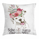 Dog In A Feather Headpiece Pattern Printed Cushion Cover