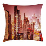 Dubai Night Cityscape Art Printed Cushion Cover