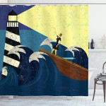 Girl On A Boat Grunge Sea Storm Art Shower Curtain Home Decor