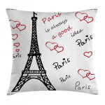 Eiffel Tower Paris Love You Pattern Printed Cushion Cover